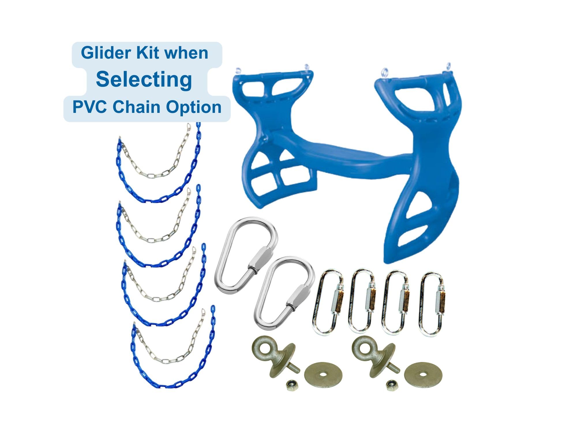 Multi-Child Double Glider Swing Kit for Playsets & Outdoor Gyms- Double The Fun!  Heavy Duty Dual-Ride Tandem Swing, Protective Chains, Hardware & FREE Eye Bolt Connectors!