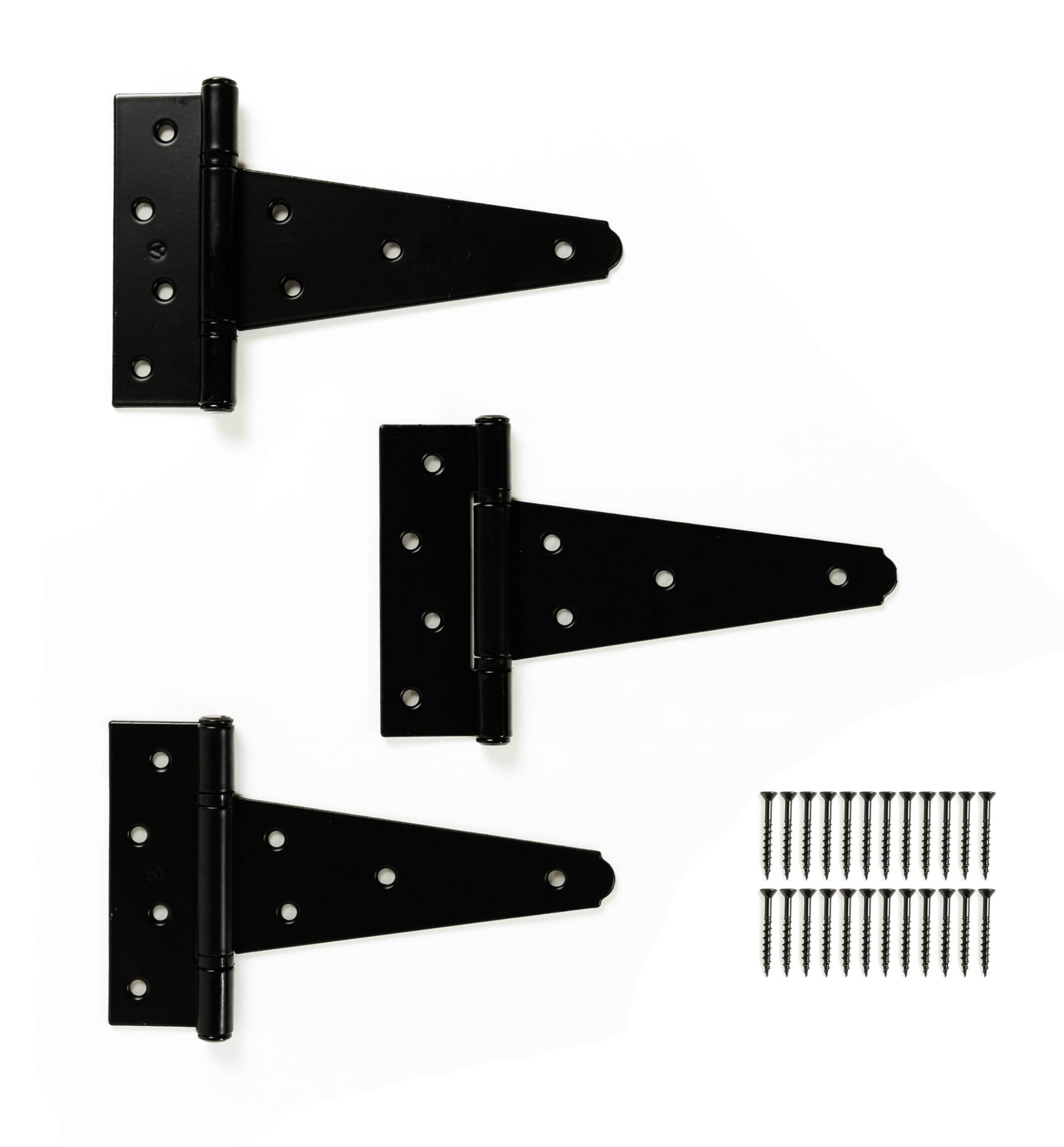 6" Black Heavy Duty T-Hinges, 3-Pack