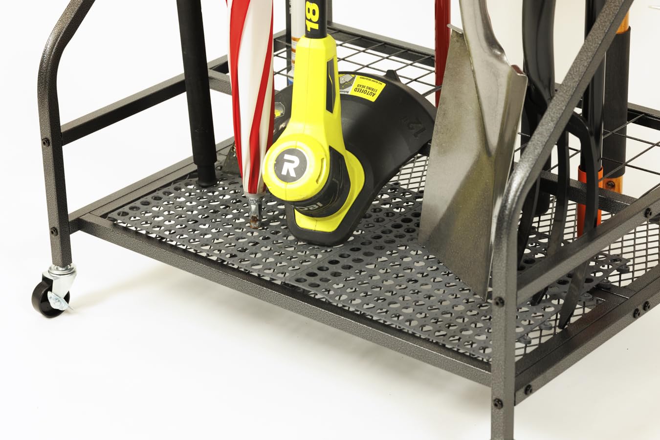 Garden Tool Organizer Stand for up to 55 Long-Handled Tools, Black Powder Coated  for Sheds, Garages, and Utility Rooms (GTSU55BLK-BX1)