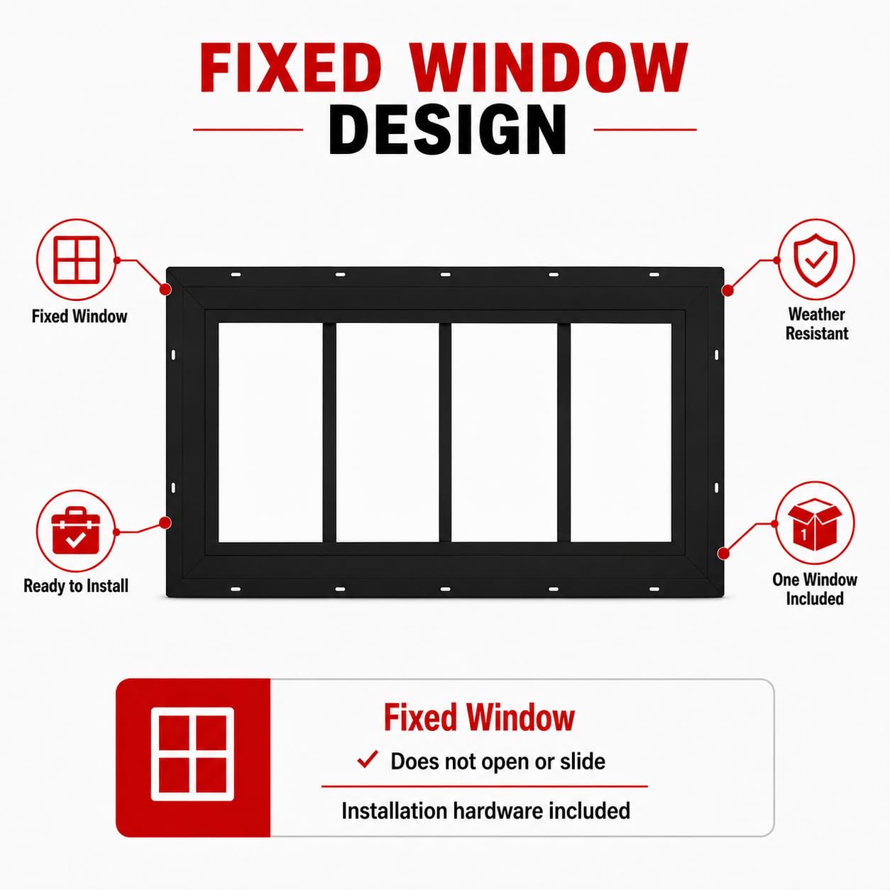 10" x 23"-24" Transom Window, Fixed J-Lap Vinyl