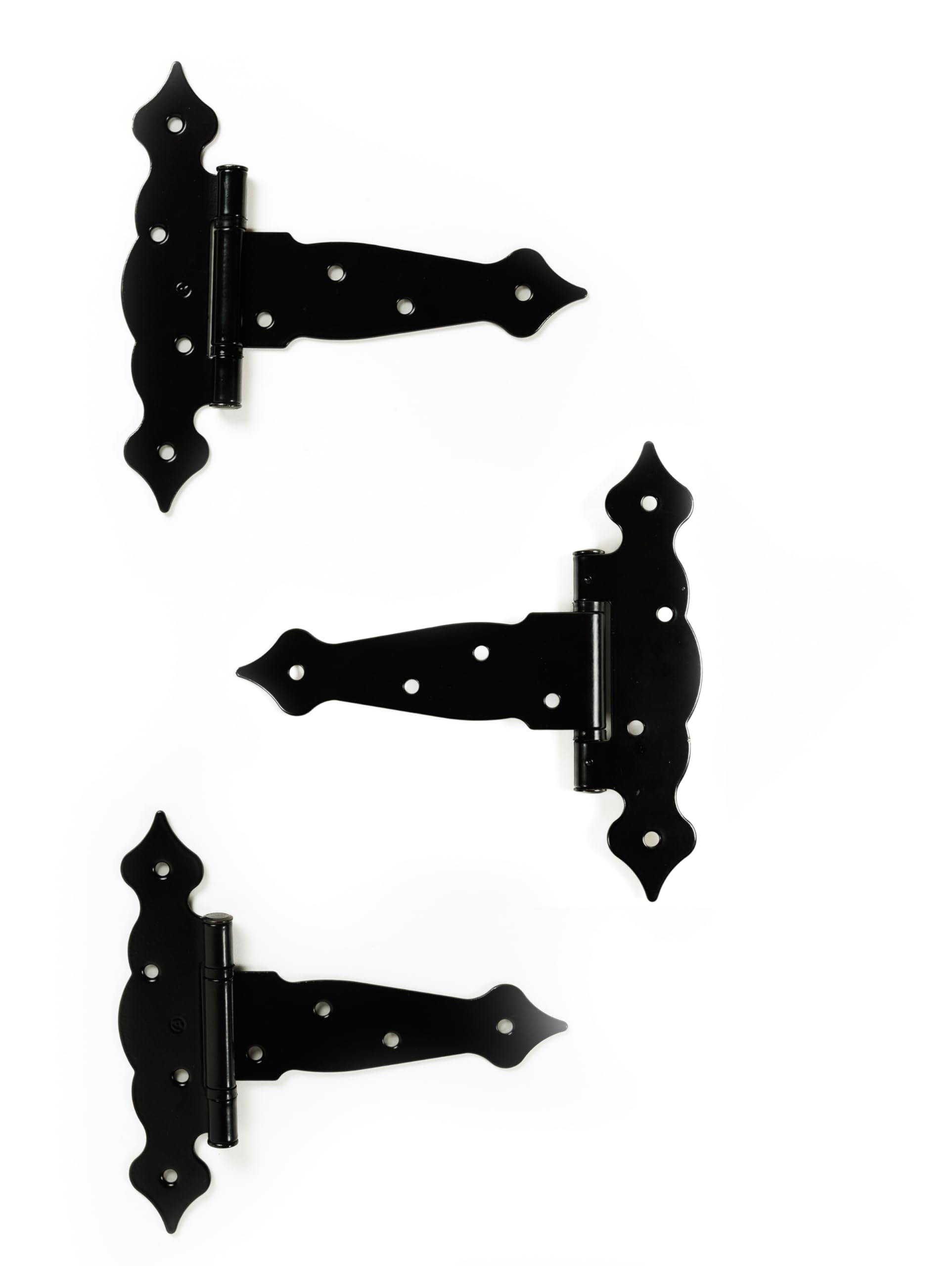 6" Black Decorative T-Hinges, 3-Pack