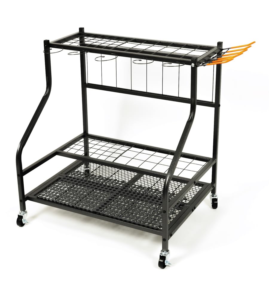 Garden Tool Organizer Stand for up to 55 Long-Handled Tools, Black Powder Coated  for Sheds, Garages, and Utility Rooms (GTSU55BLK-BX1)