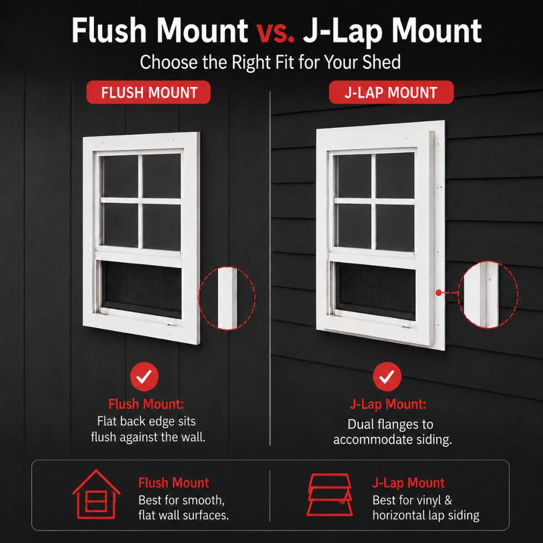 Apple Outdoor Supply 24x27 Shed Windows, Flush Mount Sliding Windows with Tempered Glass & Screens, 2-Pack