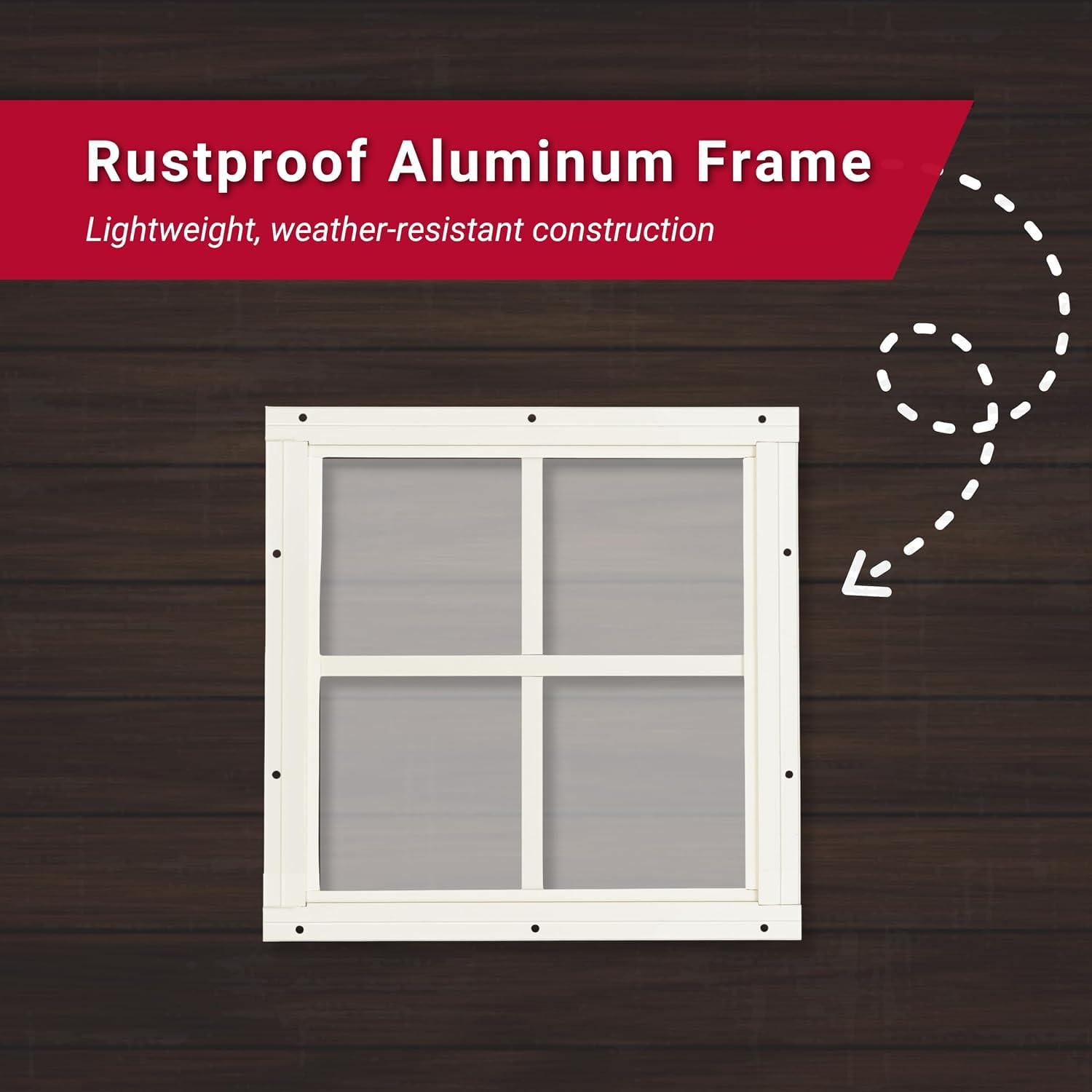12" x 12" Square Gable Window, Fixed Flush Mount, Tempered Glass