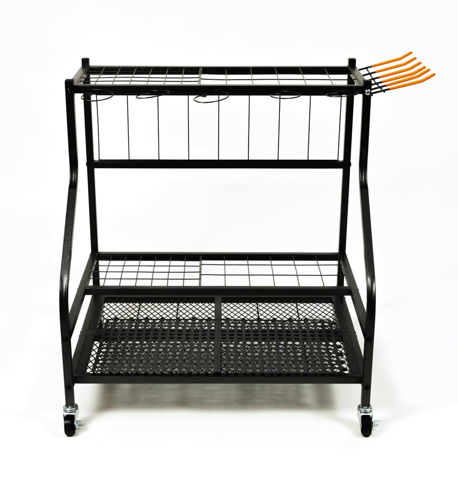 Garden Tool Organizer Stand for up to 55 Long-Handled Tools, Black Powder Coated  for Sheds, Garages, and Utility Rooms (GTSU55BLK-BX1)