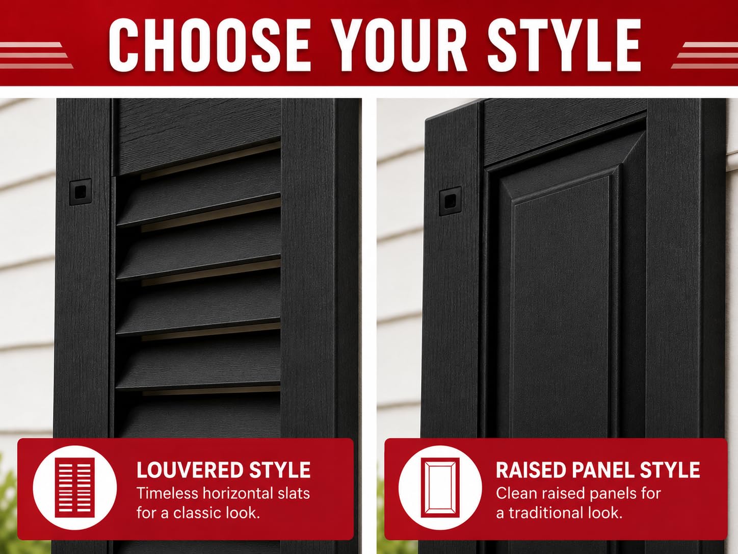 9" x 22" Paintable Raised Panel Shed Shutters, 1 Pair