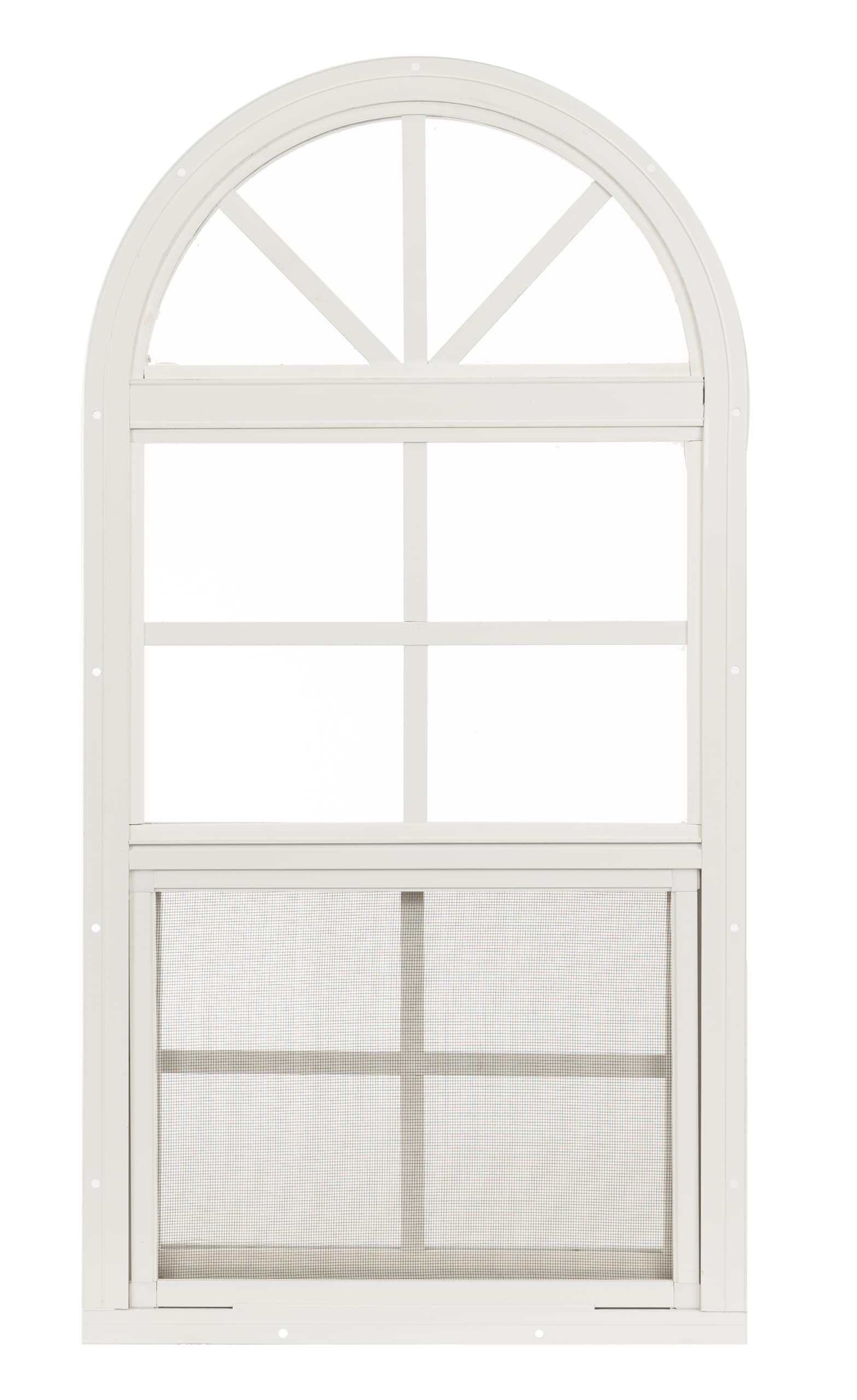 Apple Outdoor Supply 14x21 Shed Window, Arch Top Flush Mount Sliding Window with Tempered Glass & Screen, White, 1-Pack