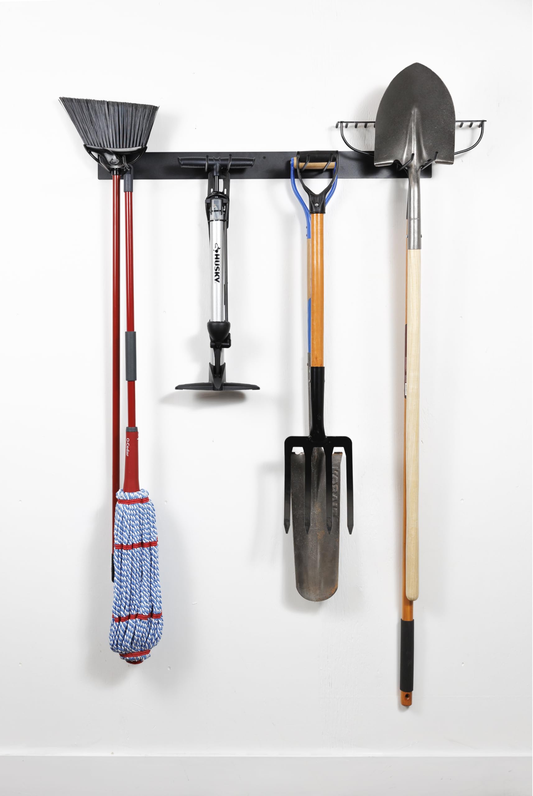 "Garden Tool Organizer Wall Mount with 4 9"" Hooks Black, Heavy Duty for Sheds, Garages, and Utility Rooms 1 PK (GTWH4BLK-BX1)"