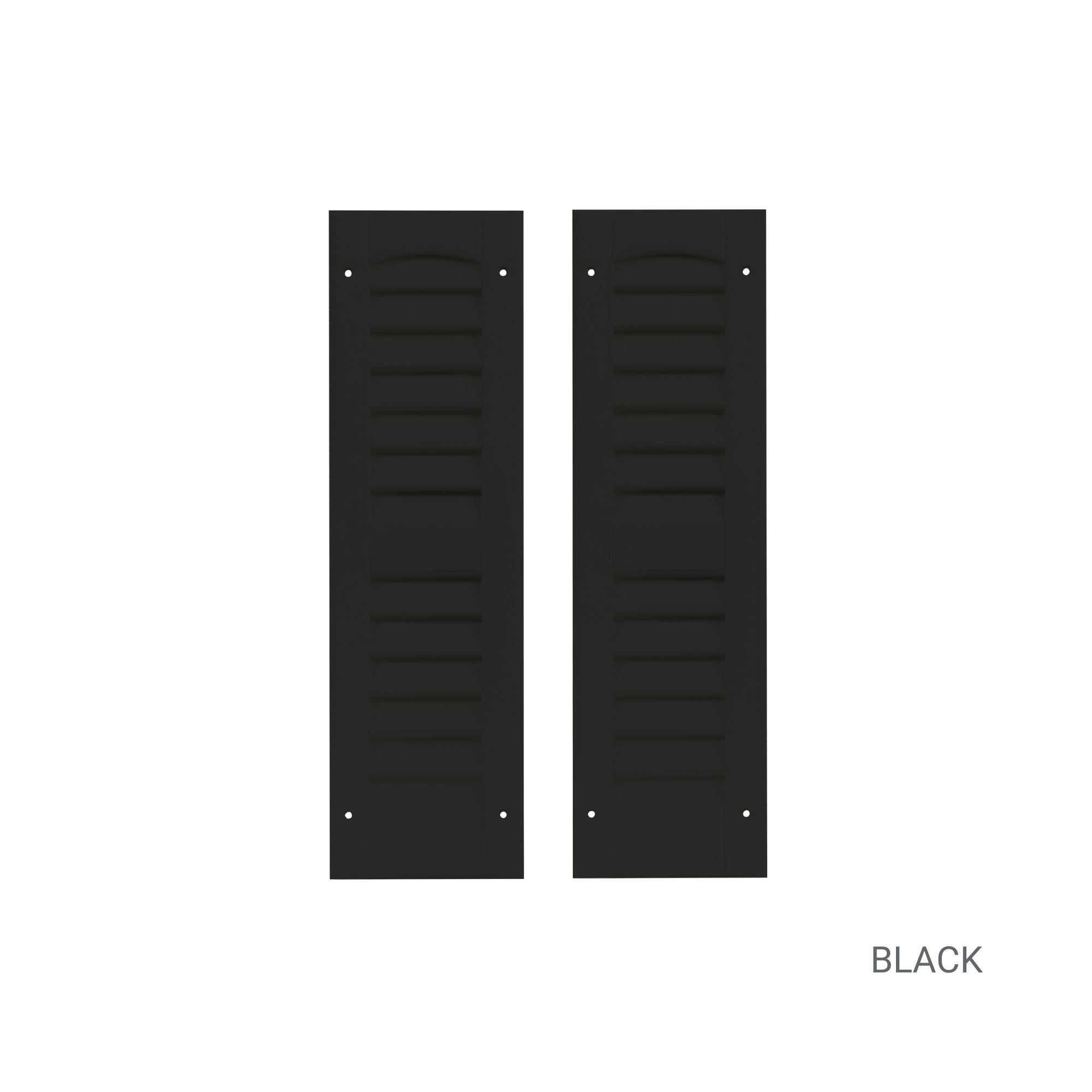 Pair of 6" W x 21" H Louvered Black Shutters for Sheds, Playhouses, and MORE