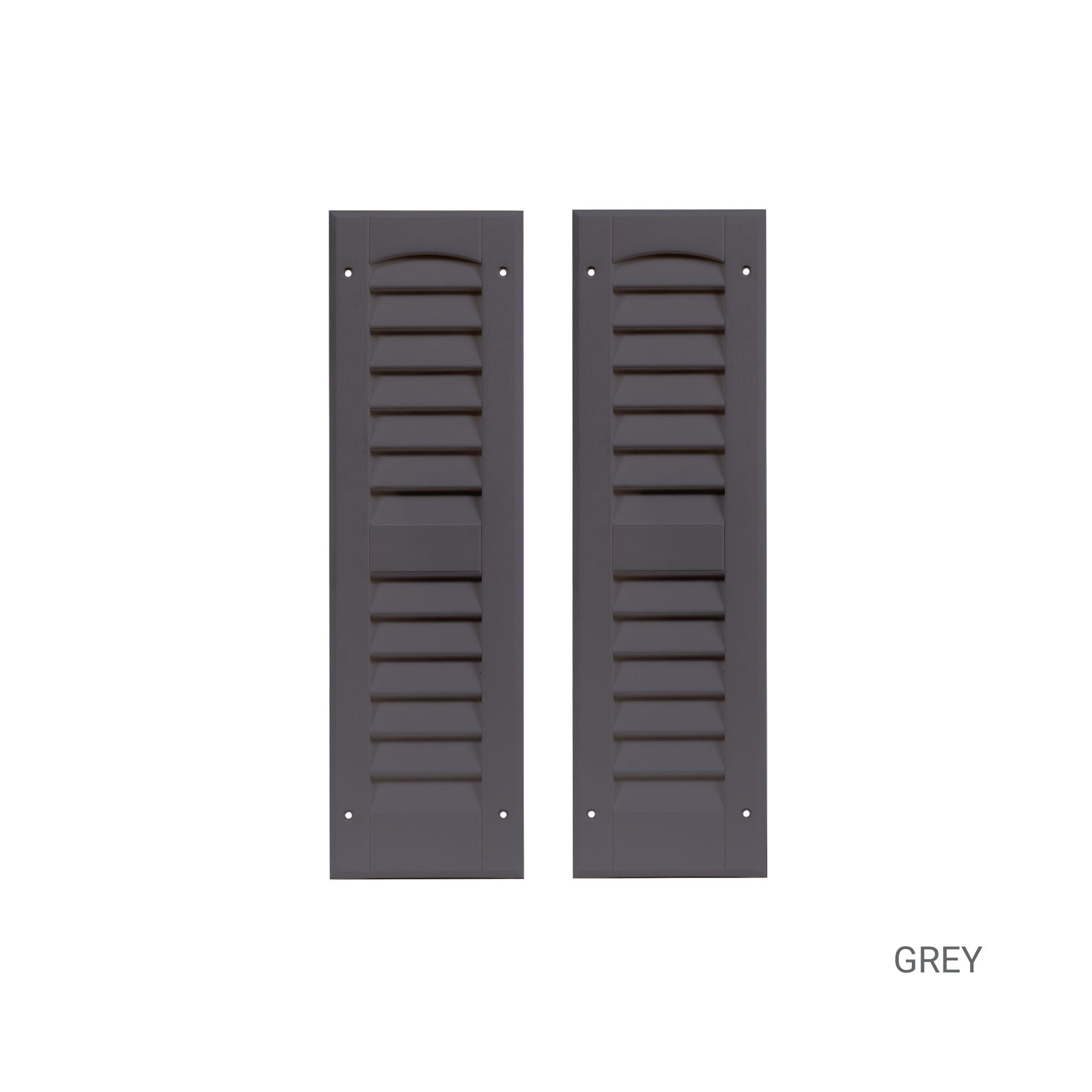 Pair of 6" W x 21" H Louvered Grey Shutters for Sheds, Playhouses, and MORE