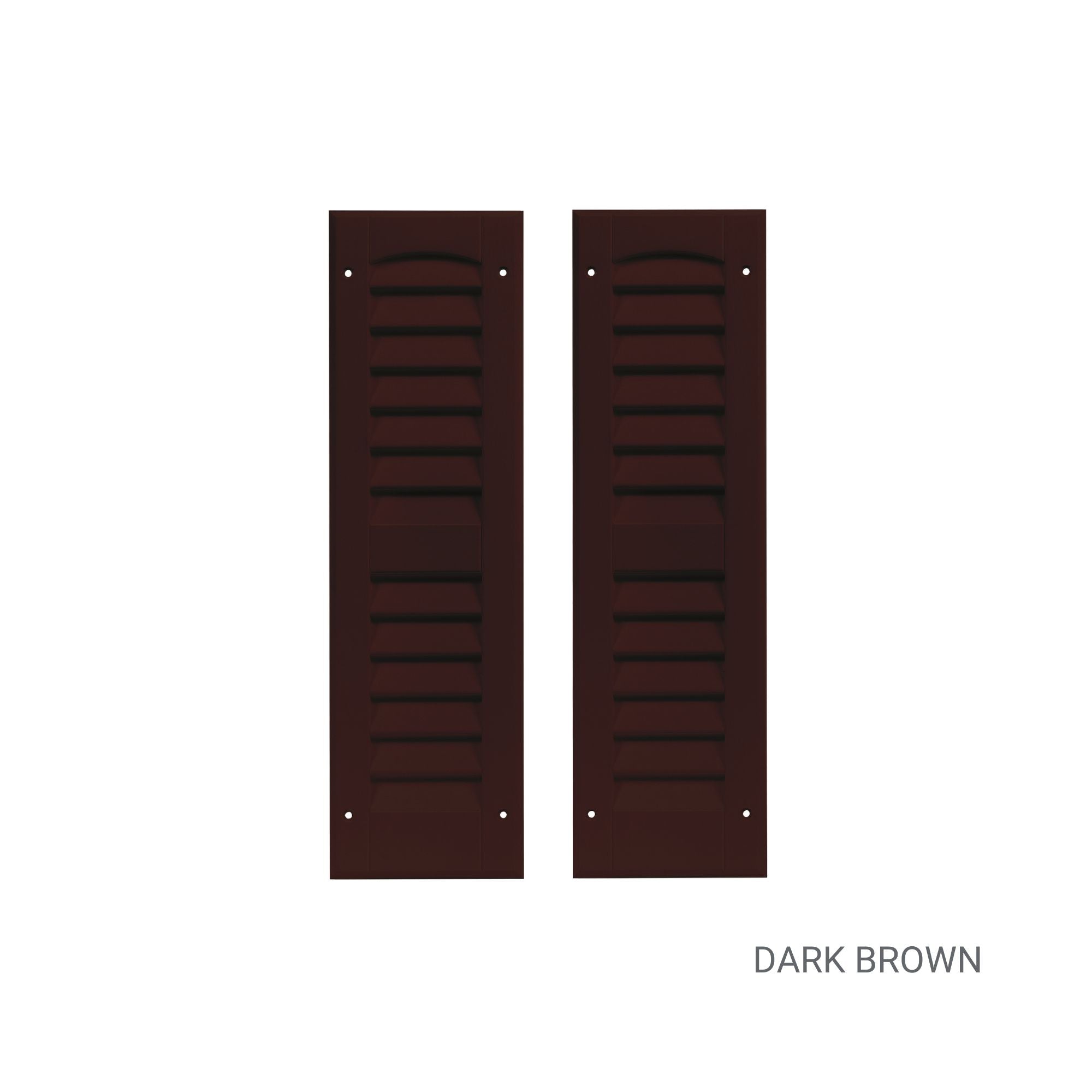 Pair of 6" W x 21" H Louvered Dark Brown Shutters for Sheds, Playhouses, and MORE