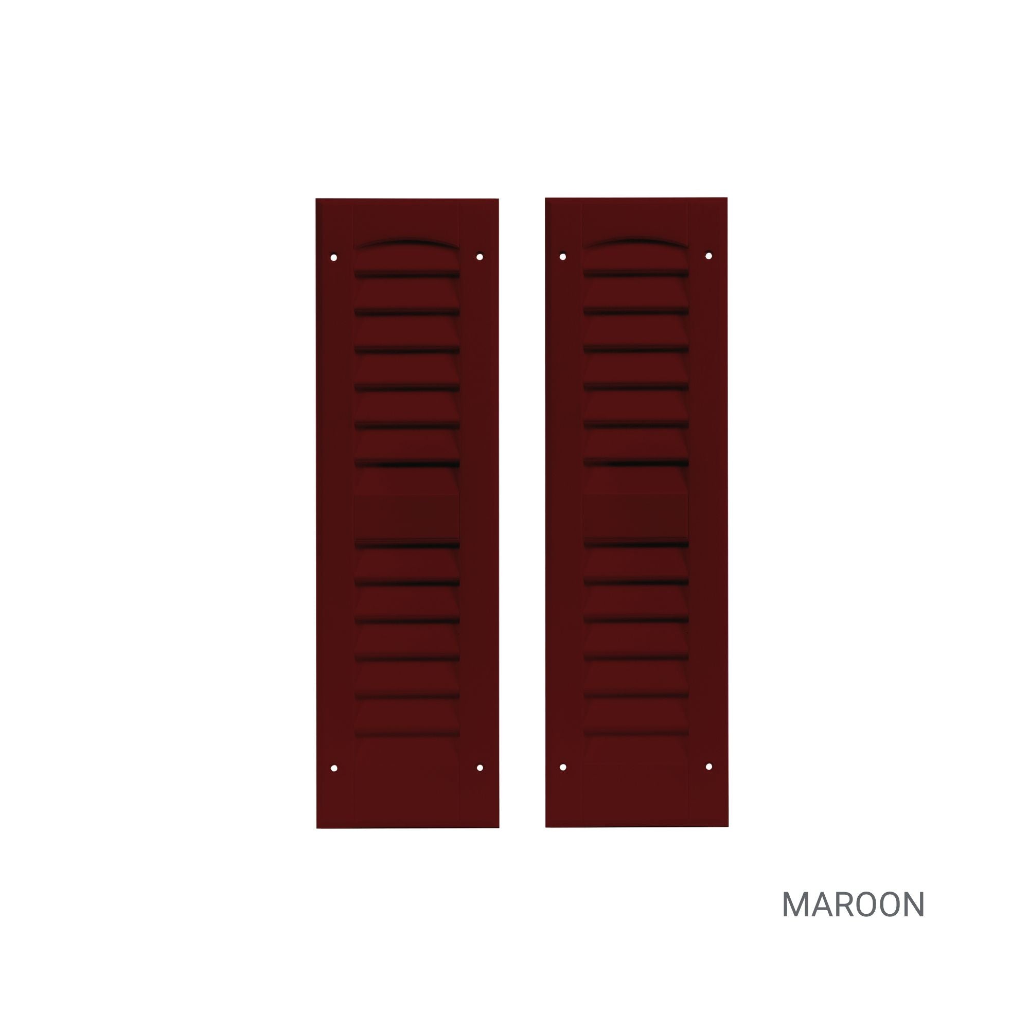 Pair of 6" W x 21" H Louvered Maroon Shutters for Sheds, Playhouses, and MORE