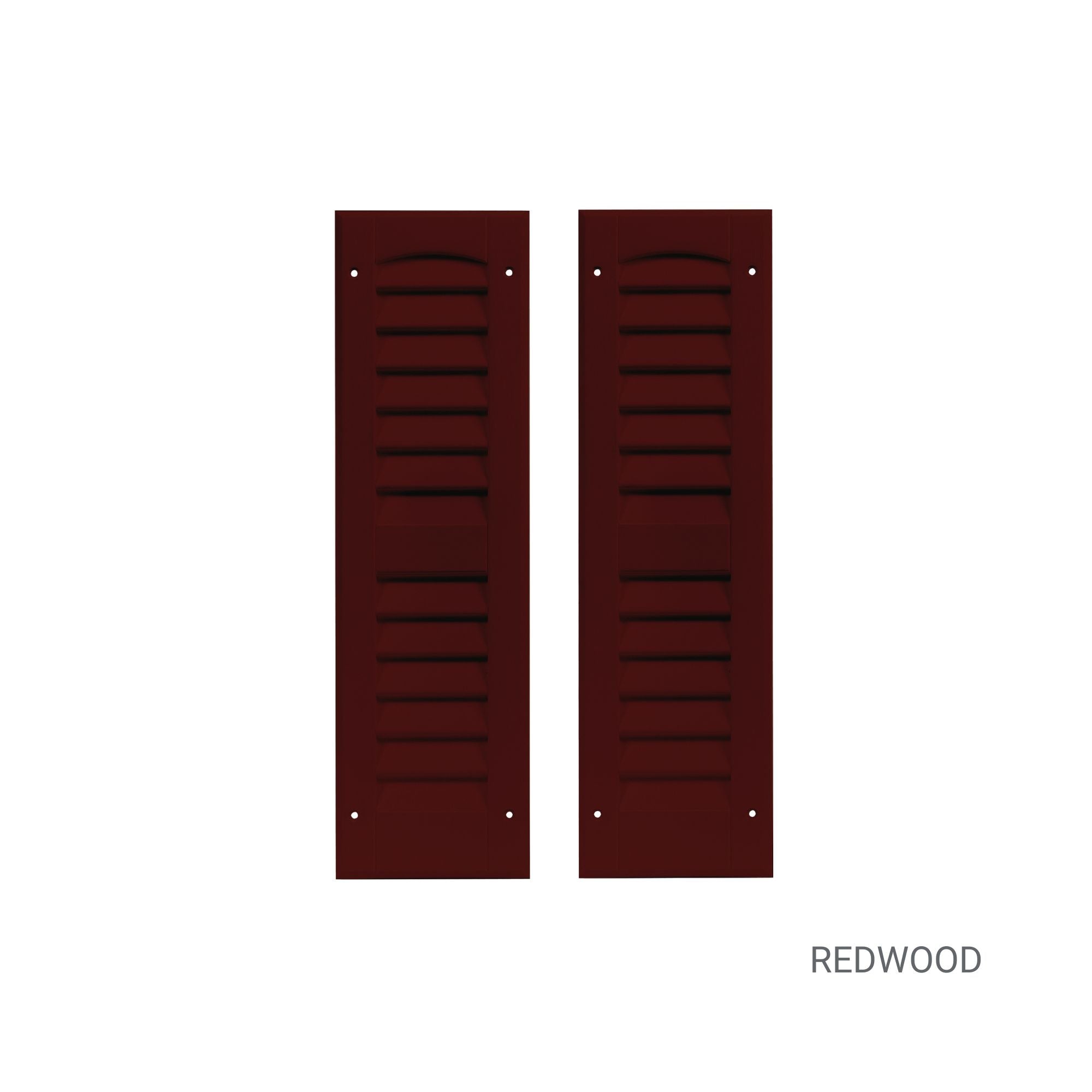 Pair of 6" W x 21" H Louvered Redwood Shutters for Sheds, Playhouses, and MORE