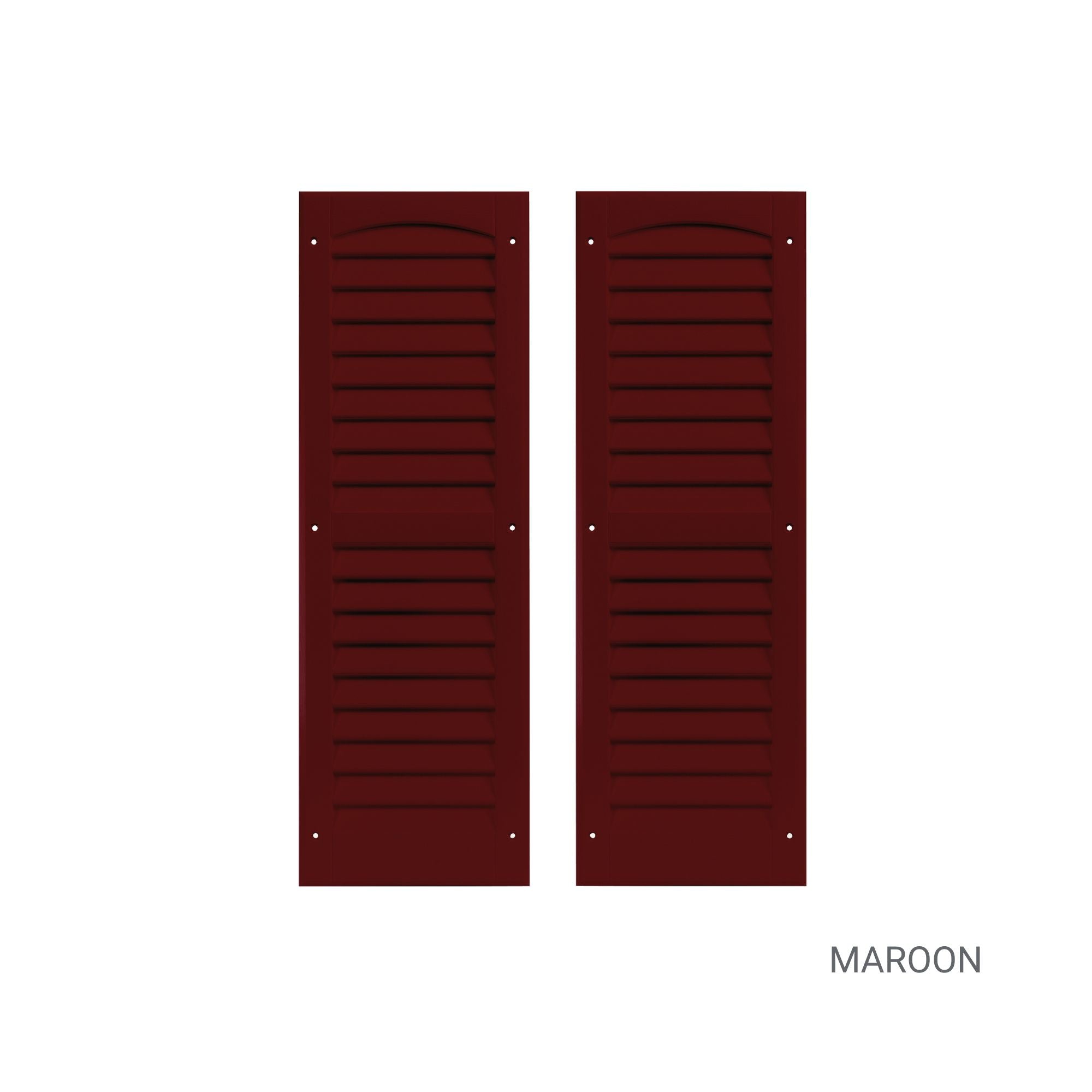Pair of 9" W x 27" H Louvered Maroon Shutters for Sheds, Playhouses, and MORE