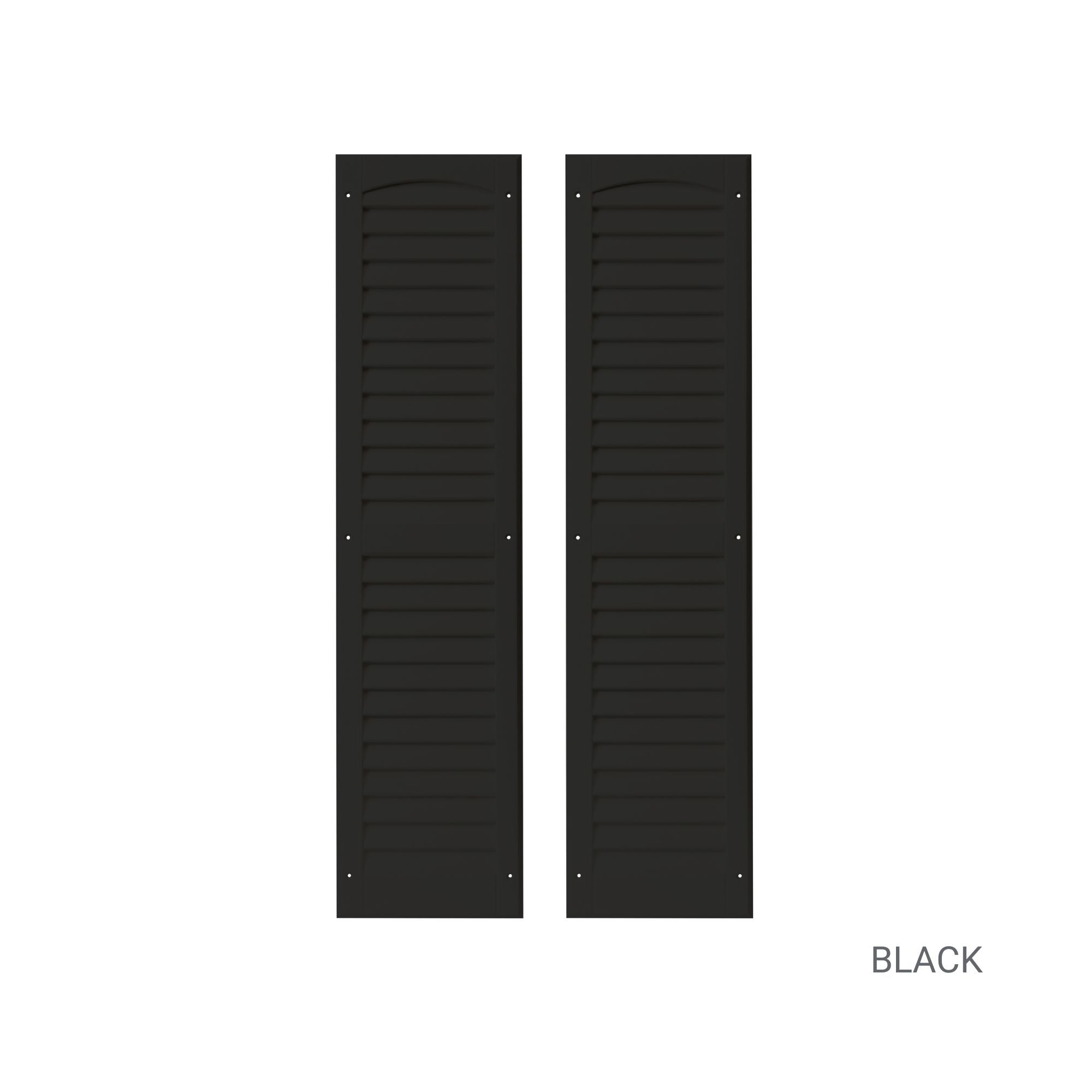 Pair of 9" W x 36" H Louvered Black Shutters for Sheds, Playhouses, and MORE