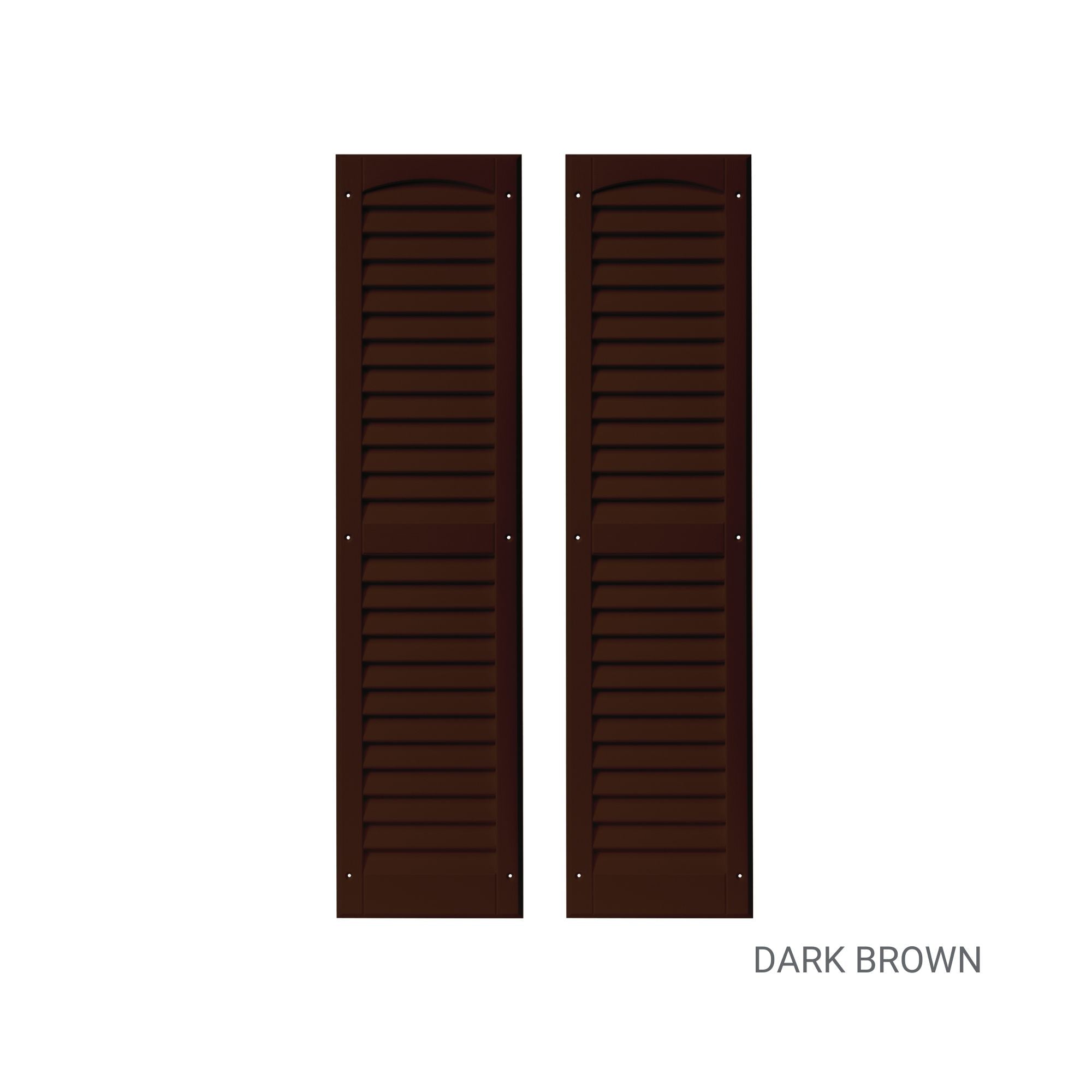 Pair of 9" W x 36" H Louvered Dark Brown Shutters for Sheds, Playhouses, and MORE