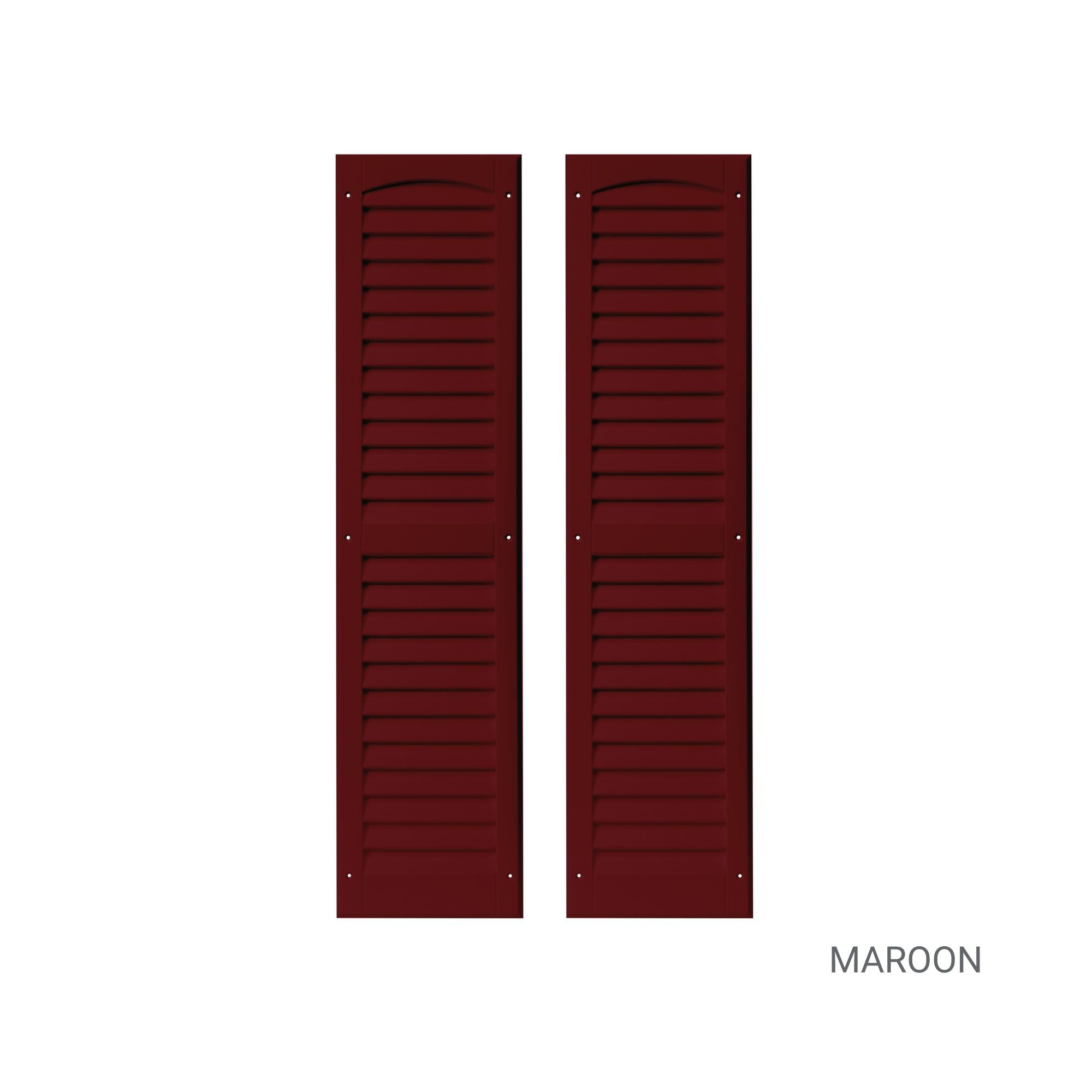 Pair of 9" W x 36" H Louvered Maroon Shutters for Sheds, Playhouses, and MORE