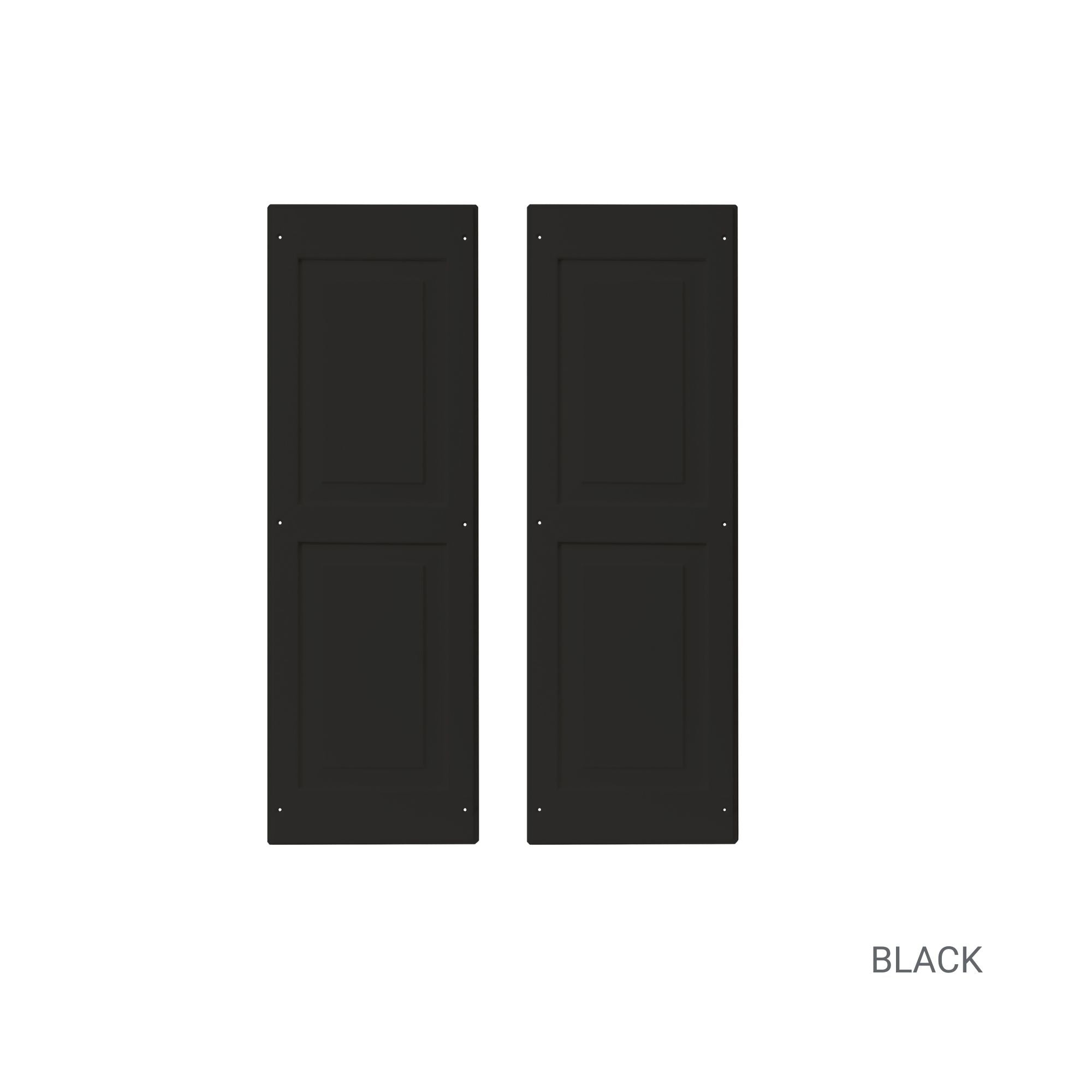 Pair of 12" W x 36" H Raised Panel Black Shutters for Sheds, Playhouses, and MORE