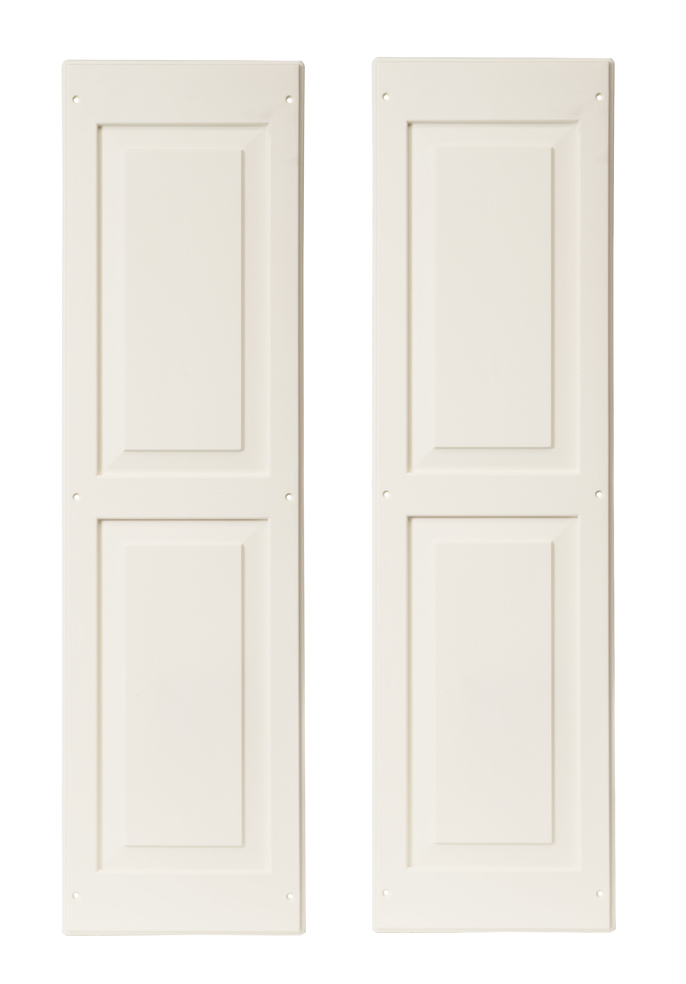 Pair of 12" W x 43" H Raised Panel White Shutters for Sheds, Playhouses, and MORE 