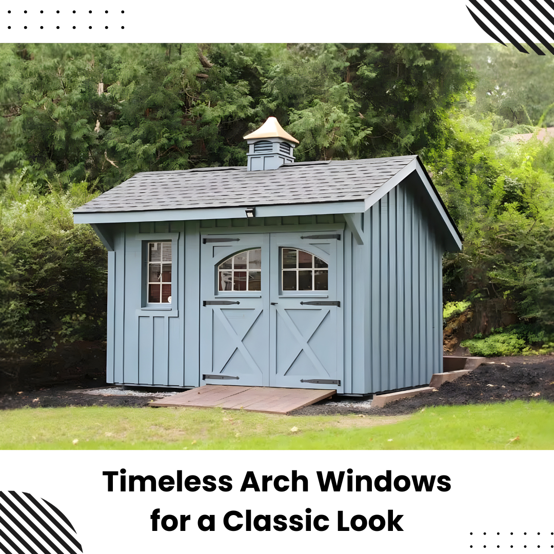 Quarter Arch Shed Windows – 23" x 15" Aluminum Frame (Left & Right Pair)