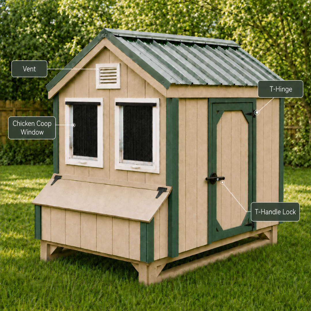 Apple Outdoor Supply 14x21 Chicken Coop Window, Flush Mount Tilt-Out Window with Tempered Glass & Screen, 1-Pack