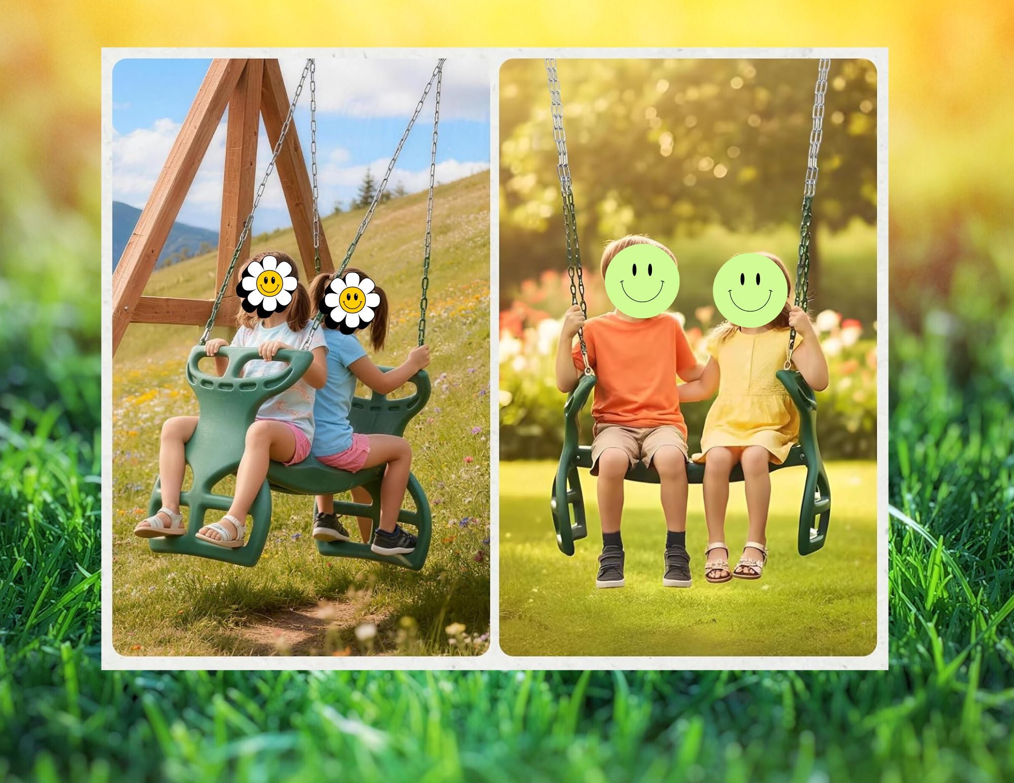 Multi-Child Double Glider Swing Kit Dual-Ride Tandem