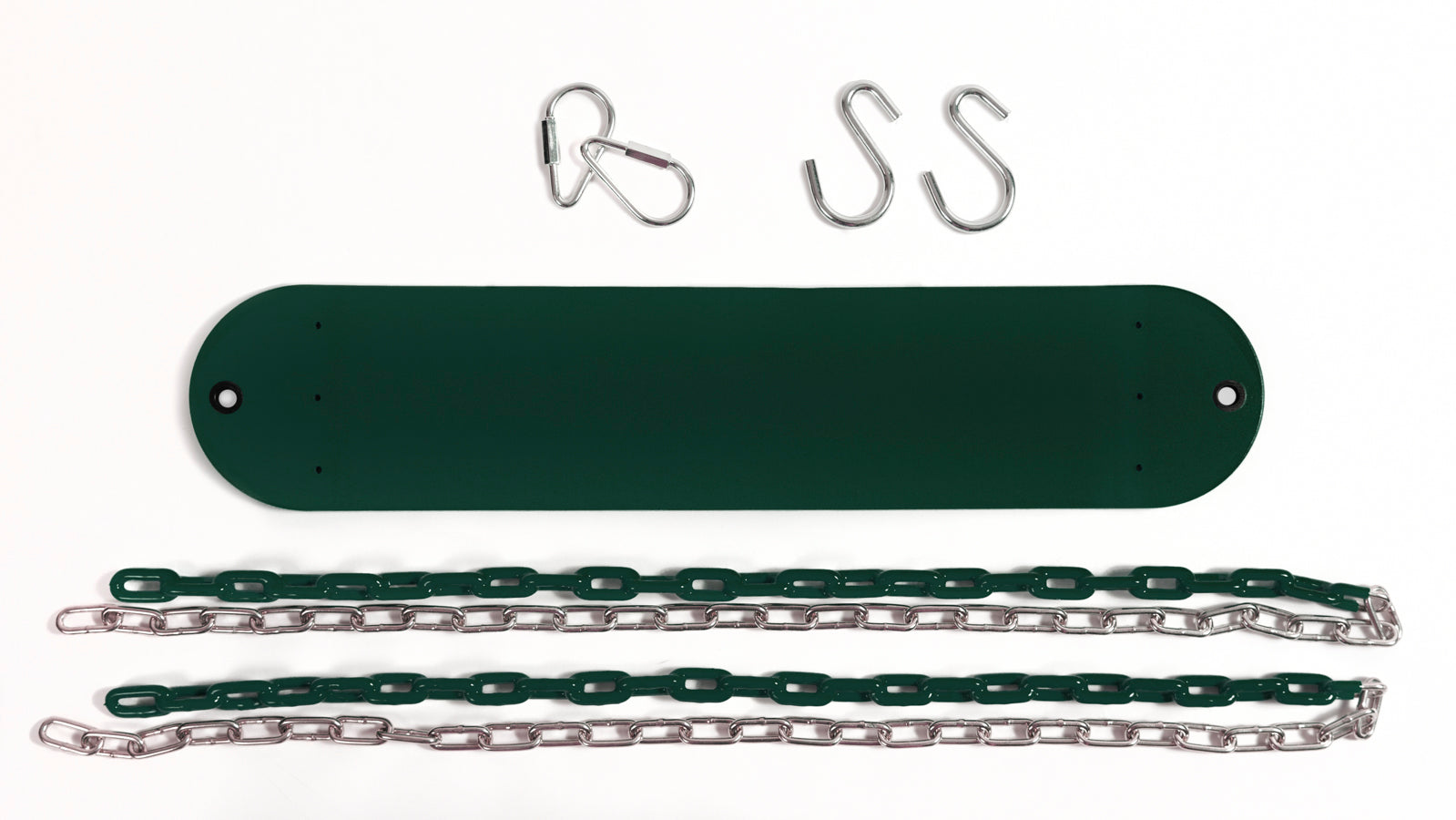 Belt Swing Kit with PVC Coated 66" Chains and hardware for installation is perfect for outdoor play sets, jungle gyms, and playgrounds.