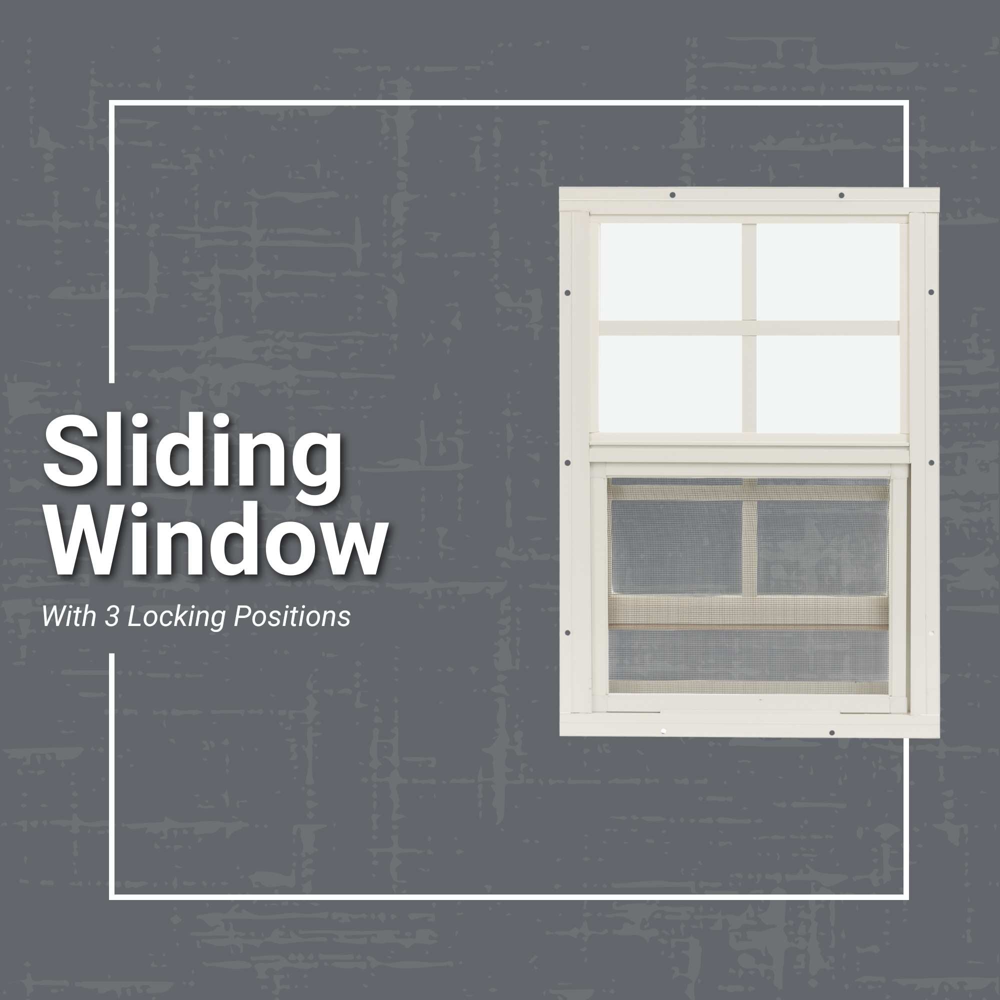 24" x 36" Flush Mount Sliding Shed Window | Tempered Glass, Screened, Rustproof Frame