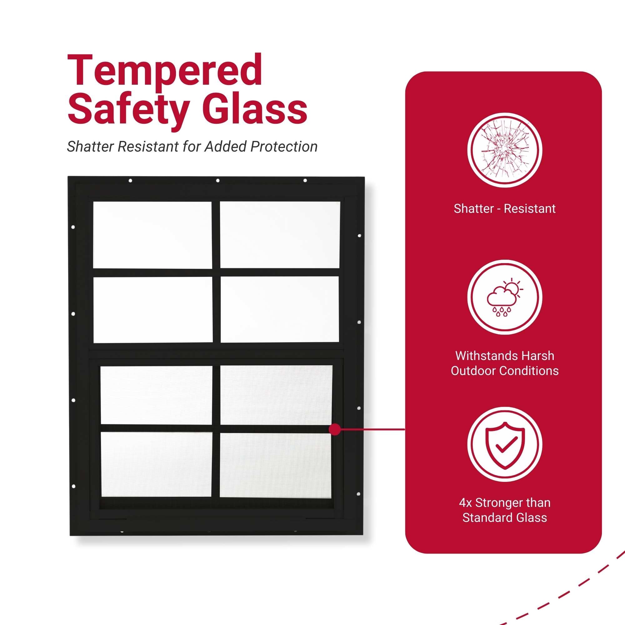 24" x 36" Flush Mount Sliding Shed Window | Tempered Glass, Screened, Rustproof Frame