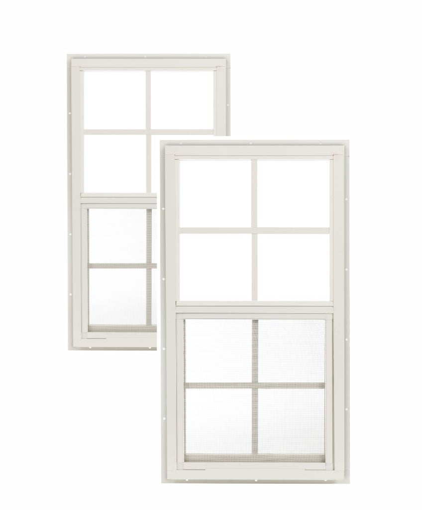 14" W x 27" H Single Hung J-Lap Mount White Window for Sheds, Playhouses, and MORE