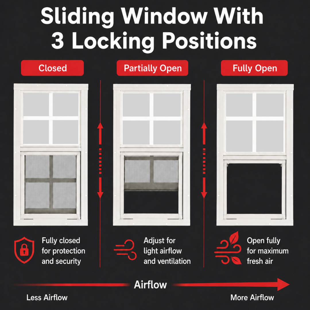 Apple Outdoor Supply 14x21 Shed Window, Flush Mount Sliding Window with Tempered Glass & Screen, 1-Pack
