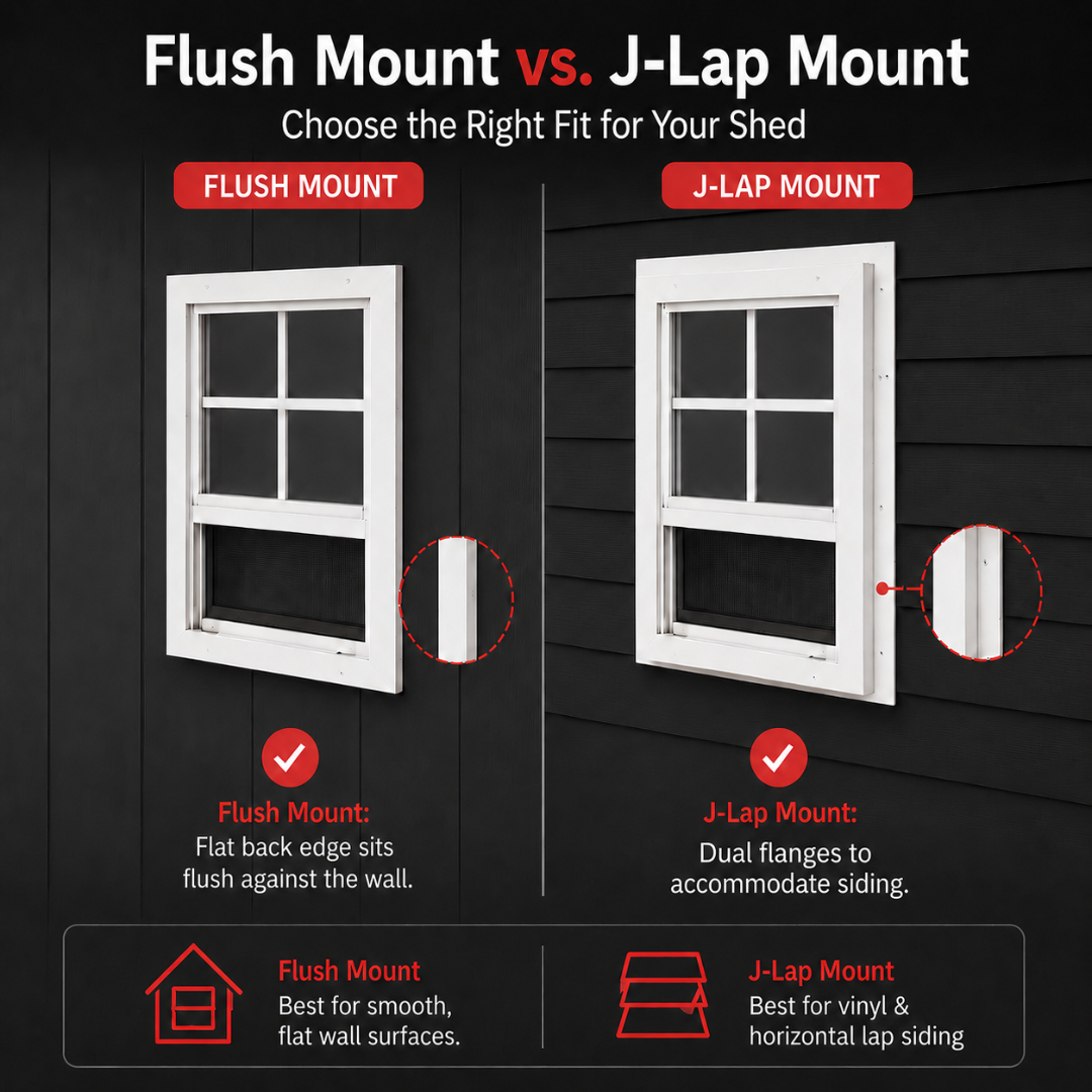 Apple Outdoor Supply 12x18 Shed Window, Flush Mount Sliding Window with Tempered Glass & Screen, 1-Pack