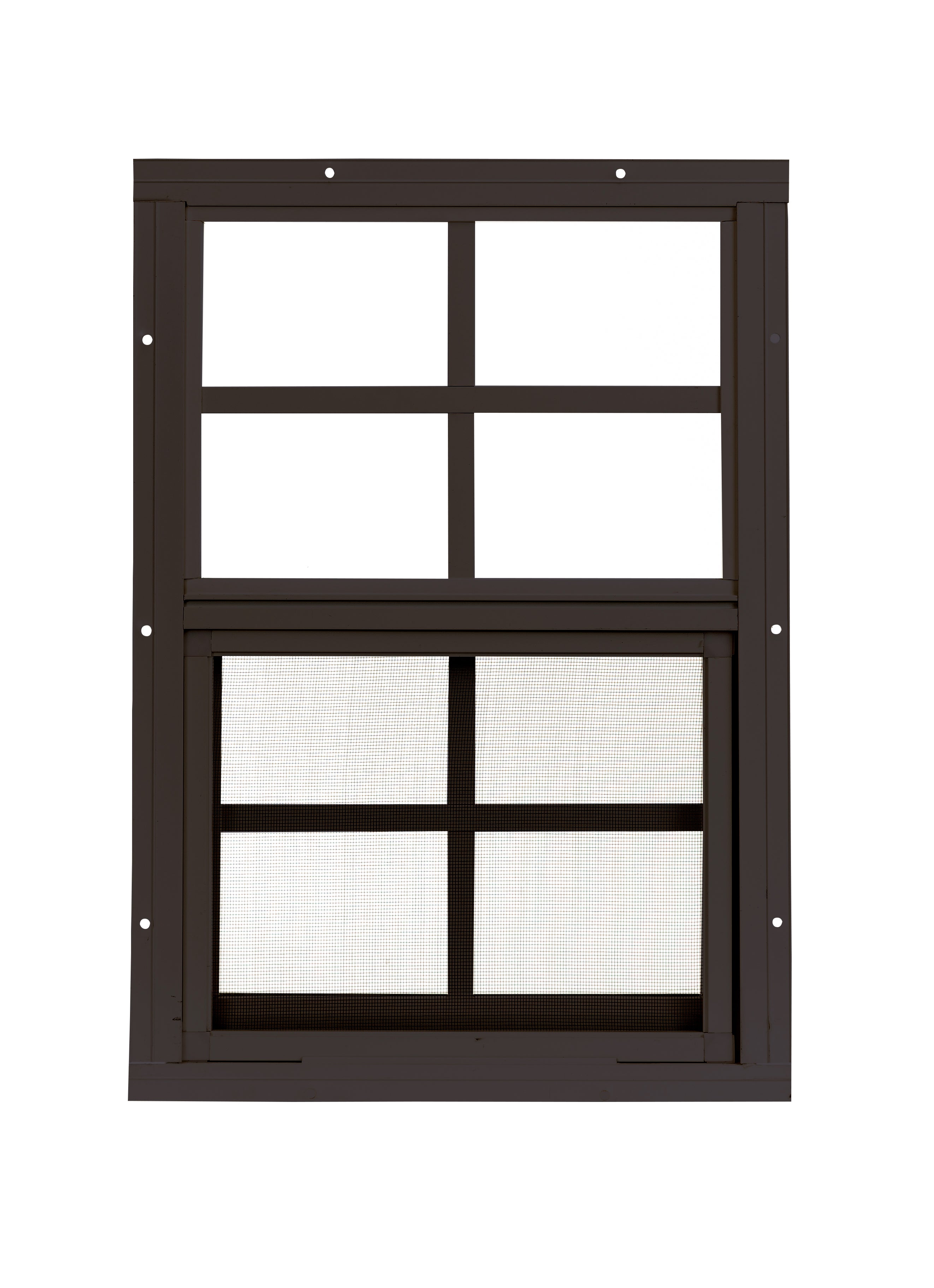 12" W x 18" H Single Hung Flush Mount Brown Window for Sheds, Playhouses, and MORE 