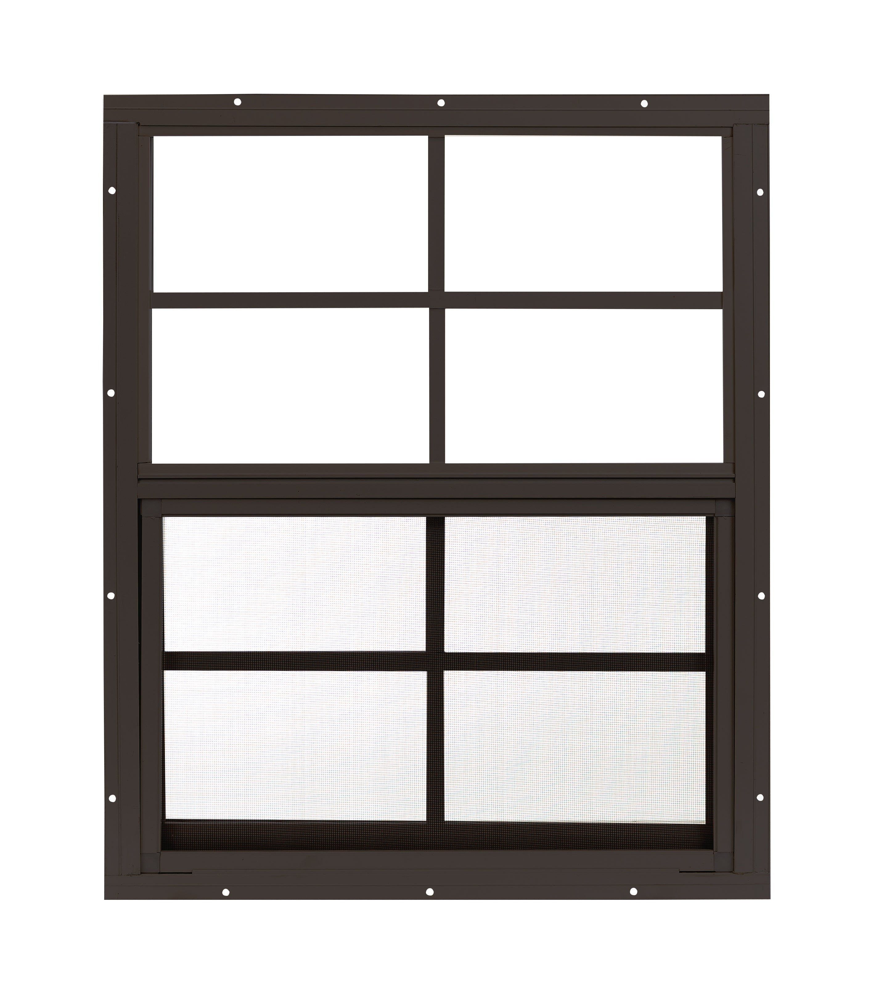 18" W x 23" H Single Hung Flush Mount Brown Window for Sheds, Playhouses, and MORE
