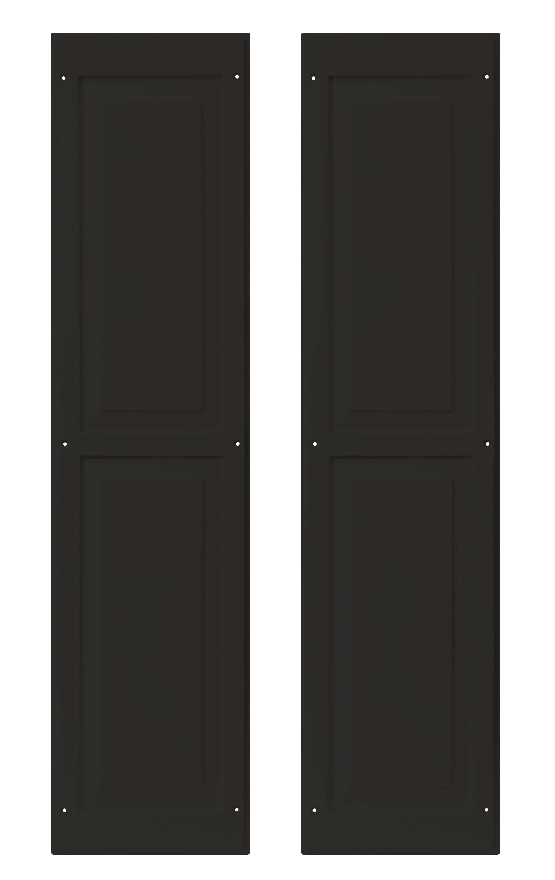 Pair of 9" W x 36" H Raised Panel Black Shutters for Sheds, Playhouses, and MORE